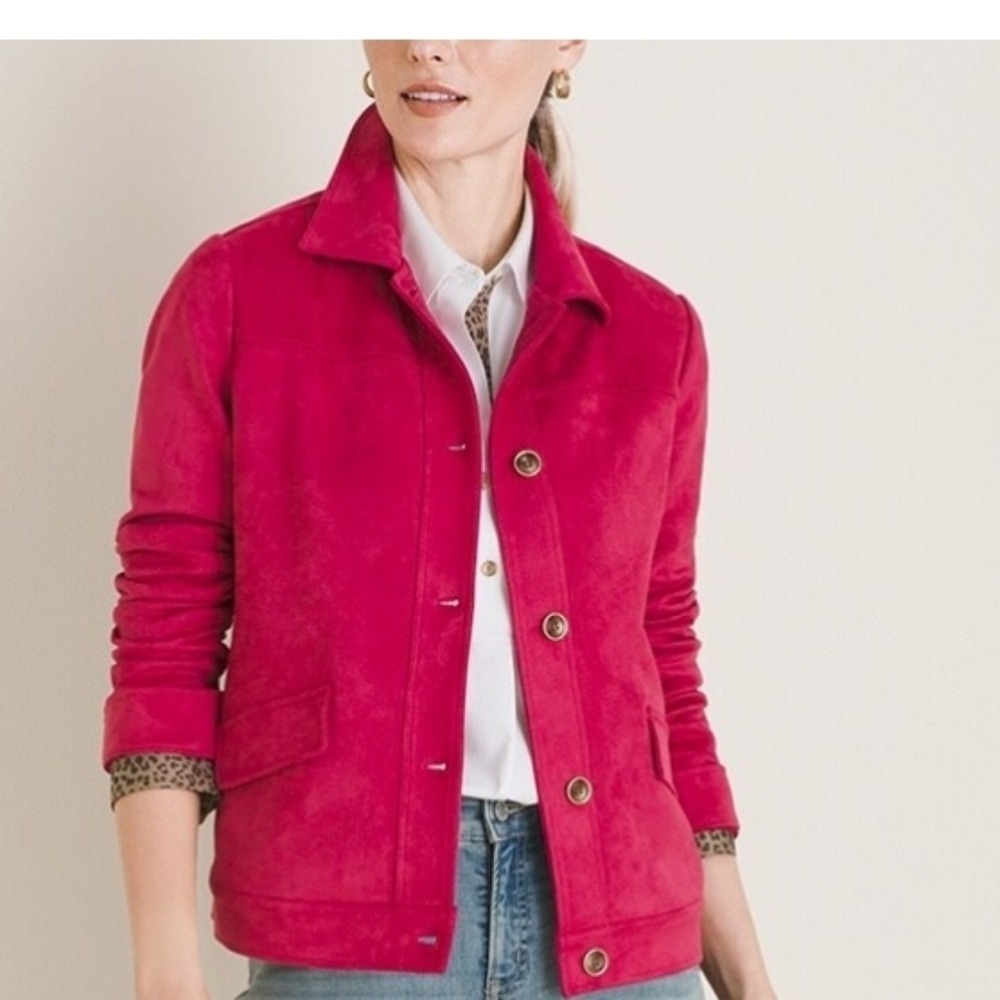 Chico's Vibrant Cozy Soft Button Down Pink Jacket size 3 (16-18)